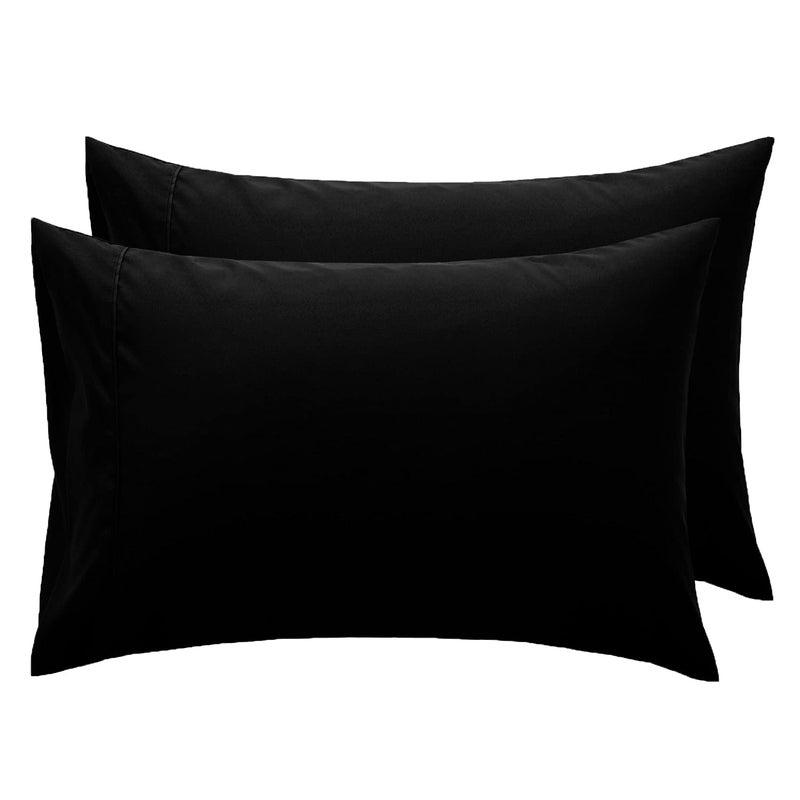 Dan River 100% Cotton Pillow Cases Queen Size Set of 2, Black - Soft and Comfortable Pillow Covers for Queen Pillows - Durable, Non-Shrink Fabric Pillow Protector with Easy Care & Washable - Image 1
